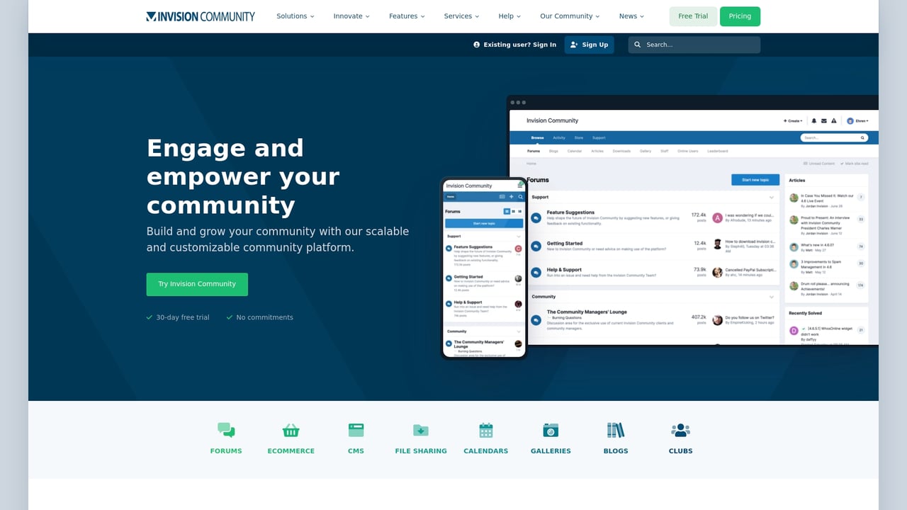 Screenshot of Invision Community website