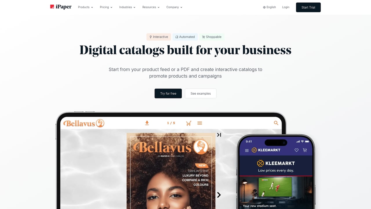 Screenshot of iPaper website