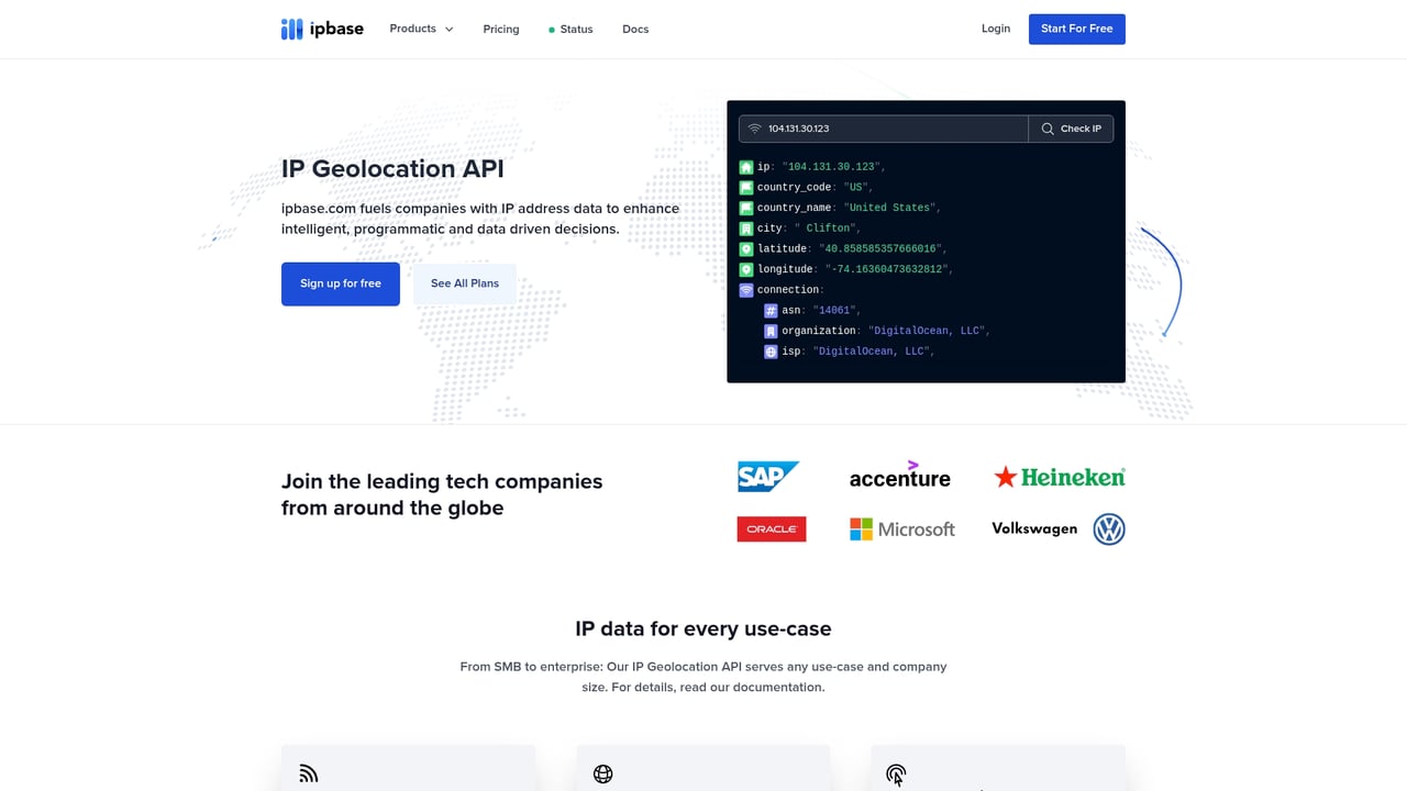 Screenshot of ipbase website
