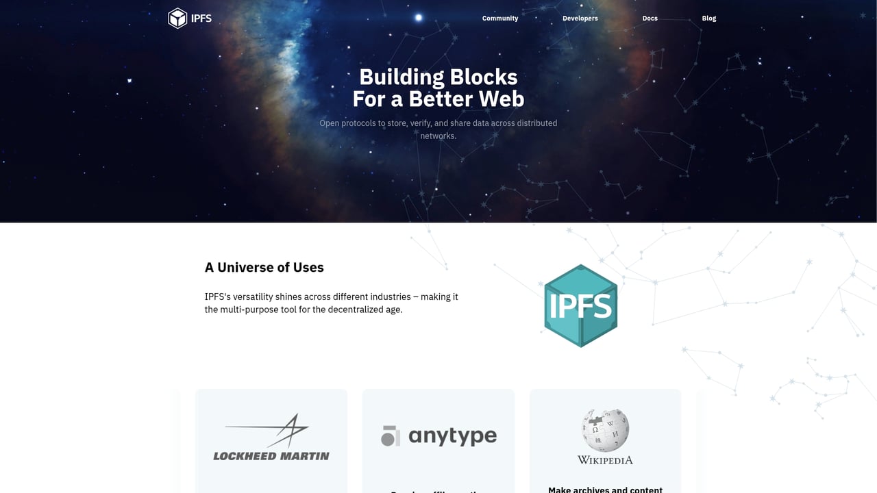 Screenshot of IPFS website