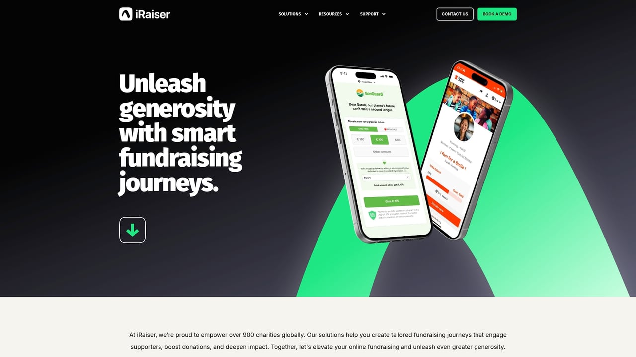 Screenshot of iRaiser website