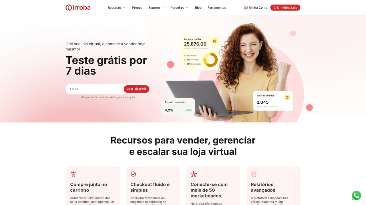 Screenshot of Irroba website