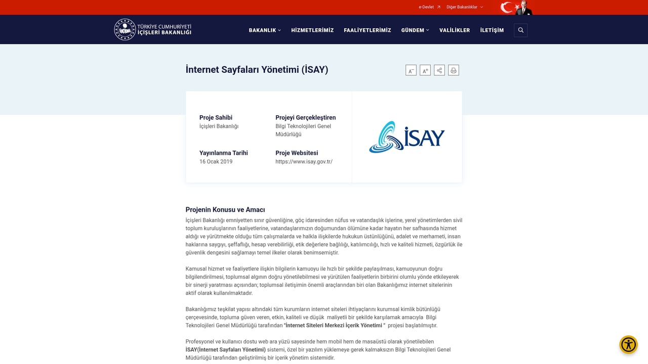 Screenshot of ISAY website