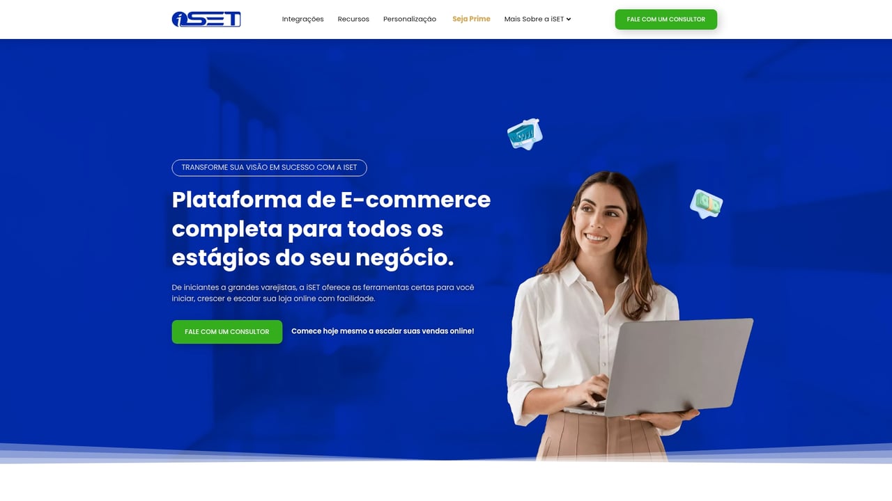 Screenshot of iSET website