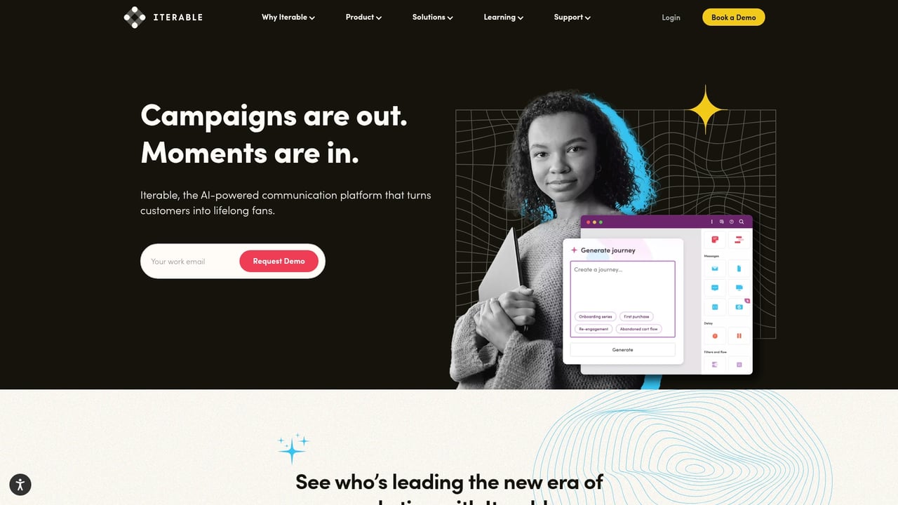 Screenshot of Iterable website