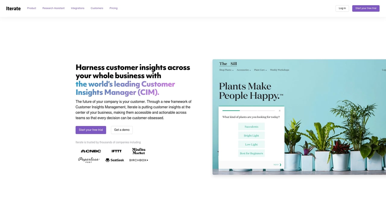 Screenshot of Iterate website