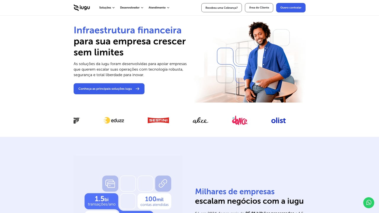 Screenshot of iugu website