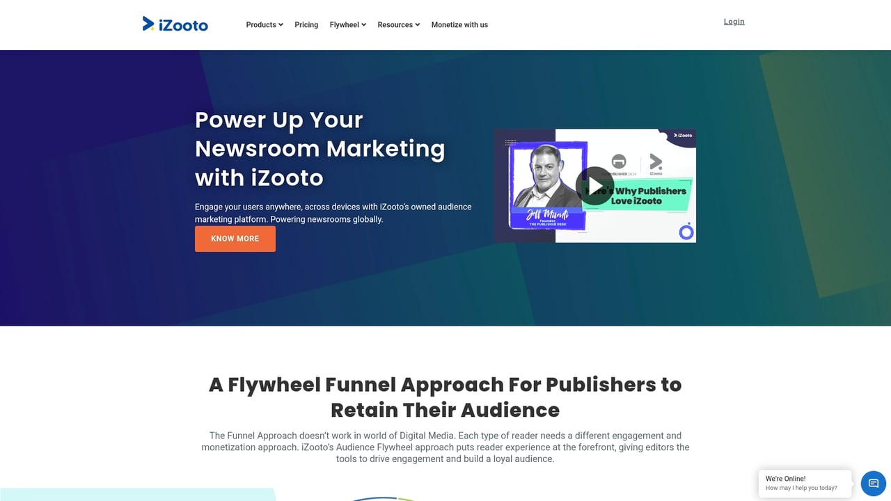 Screenshot of Izooto website