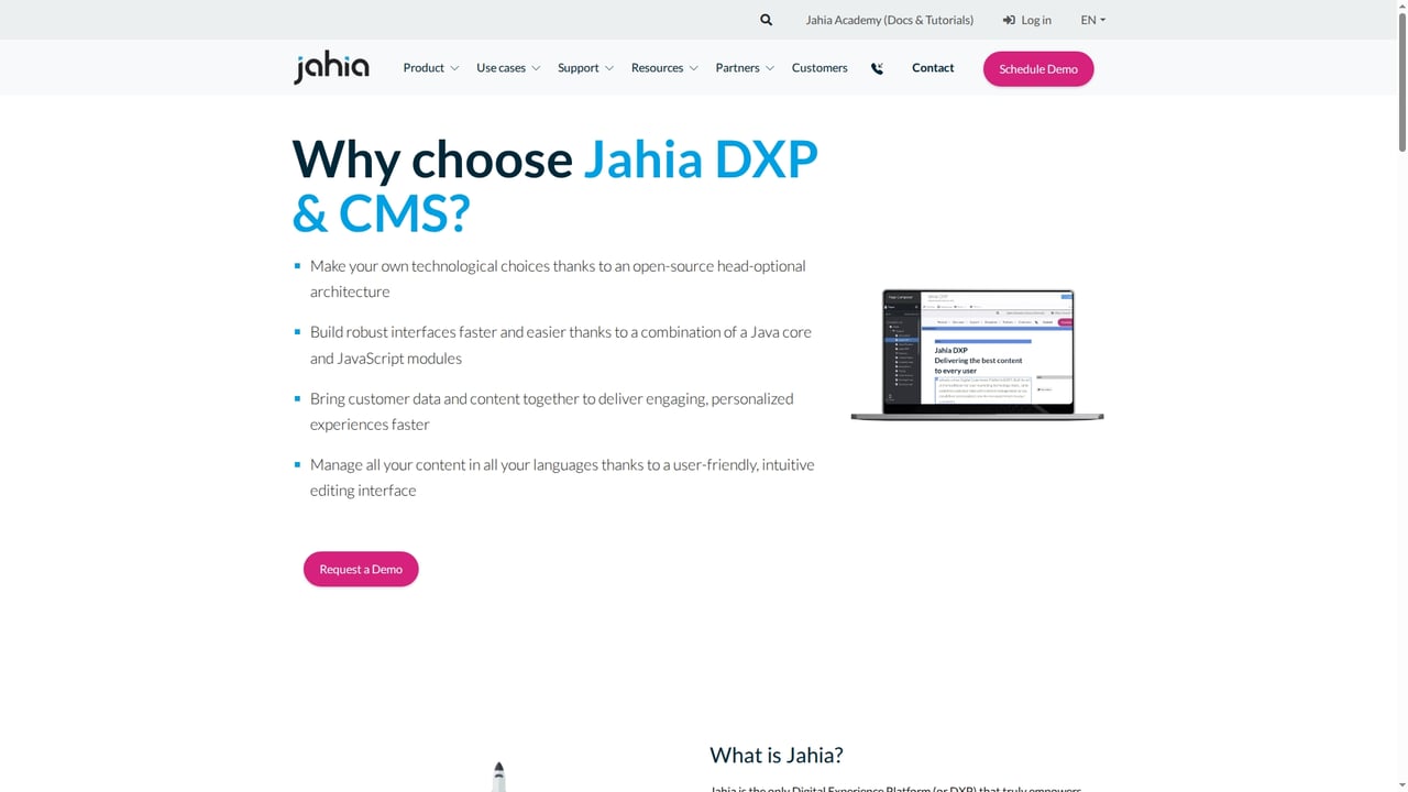 Screenshot of Jahia DX website