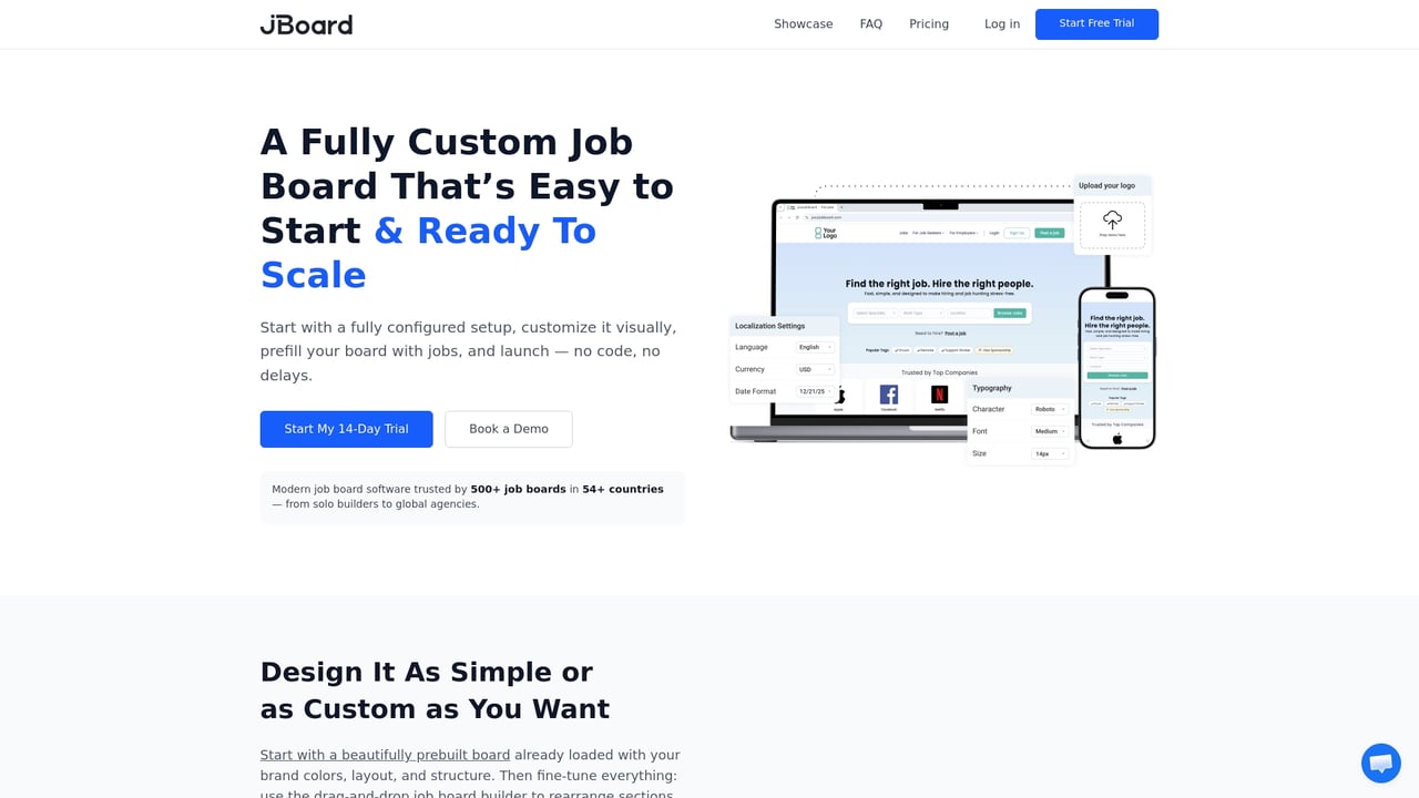 Screenshot of JBoard website