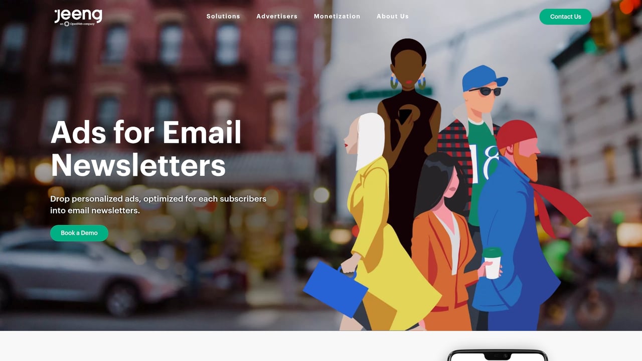 Screenshot of Jeeng website