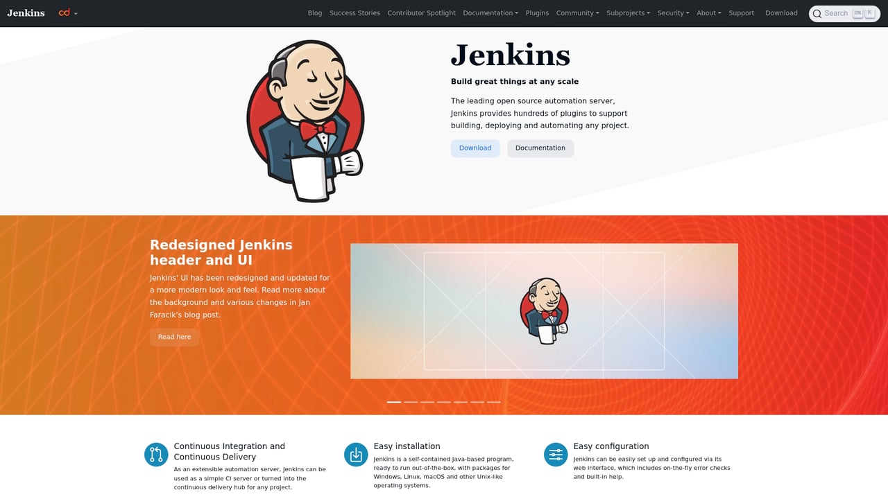 Screenshot of Jenkins website