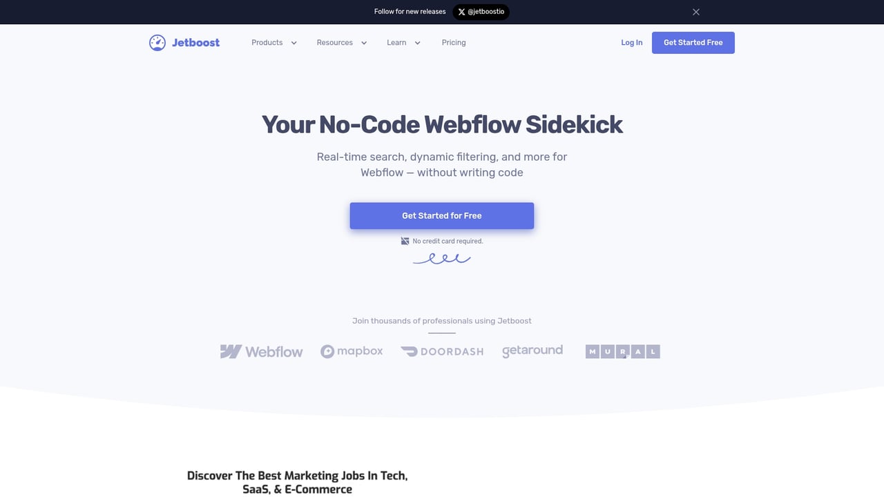 Screenshot of Jetboost website