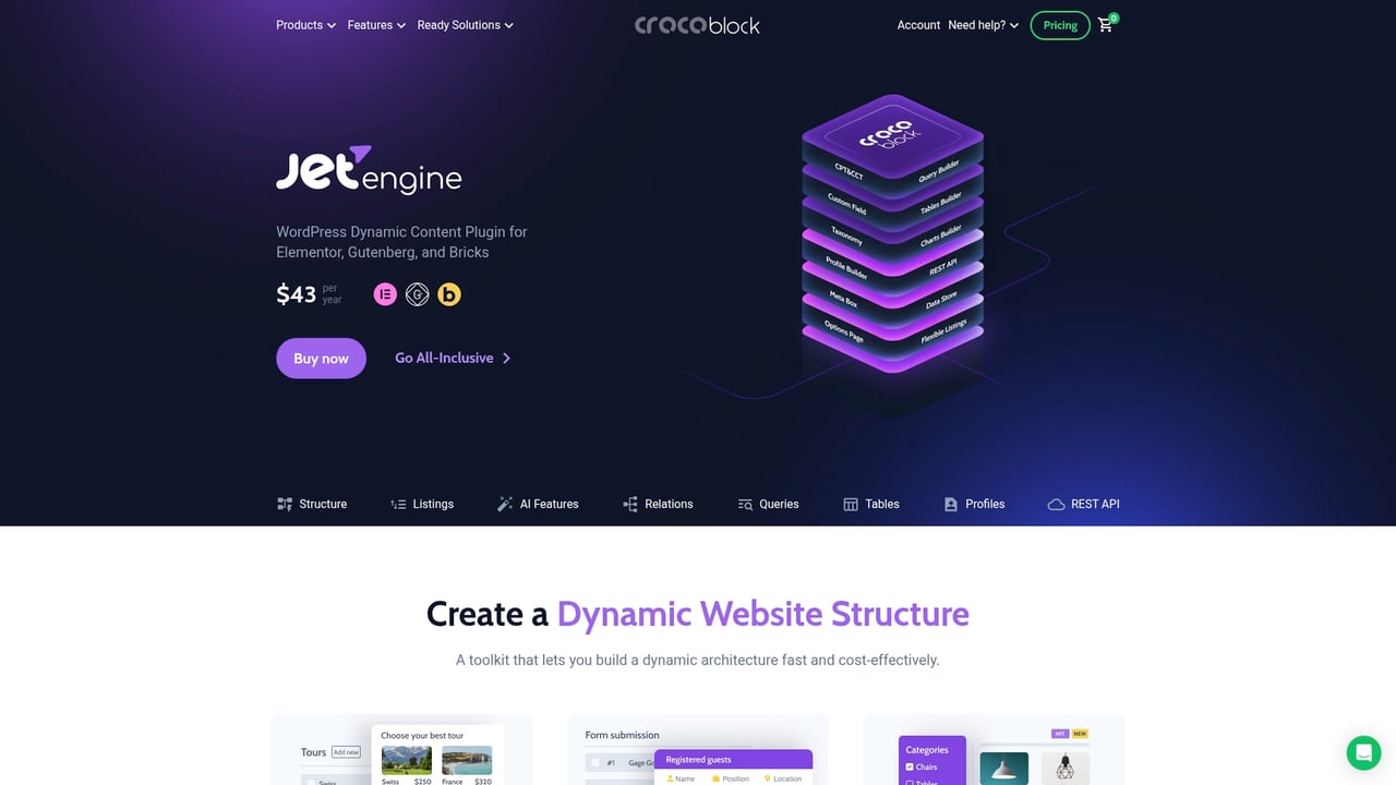 Screenshot of JetEngine website