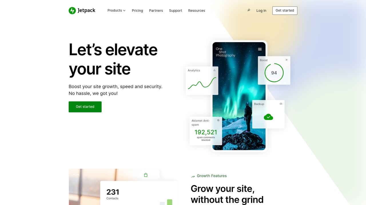 Screenshot of Jetpack website