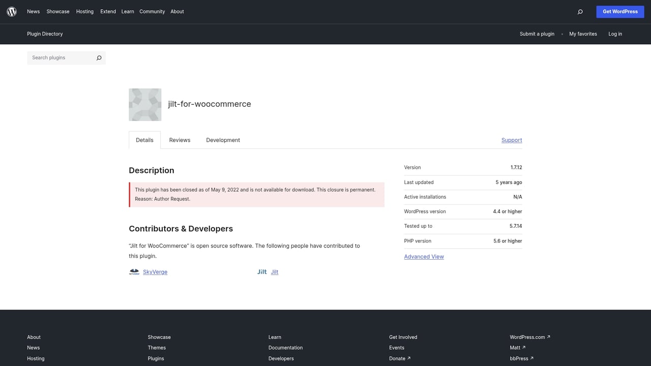 Screenshot of Jilt plugin website