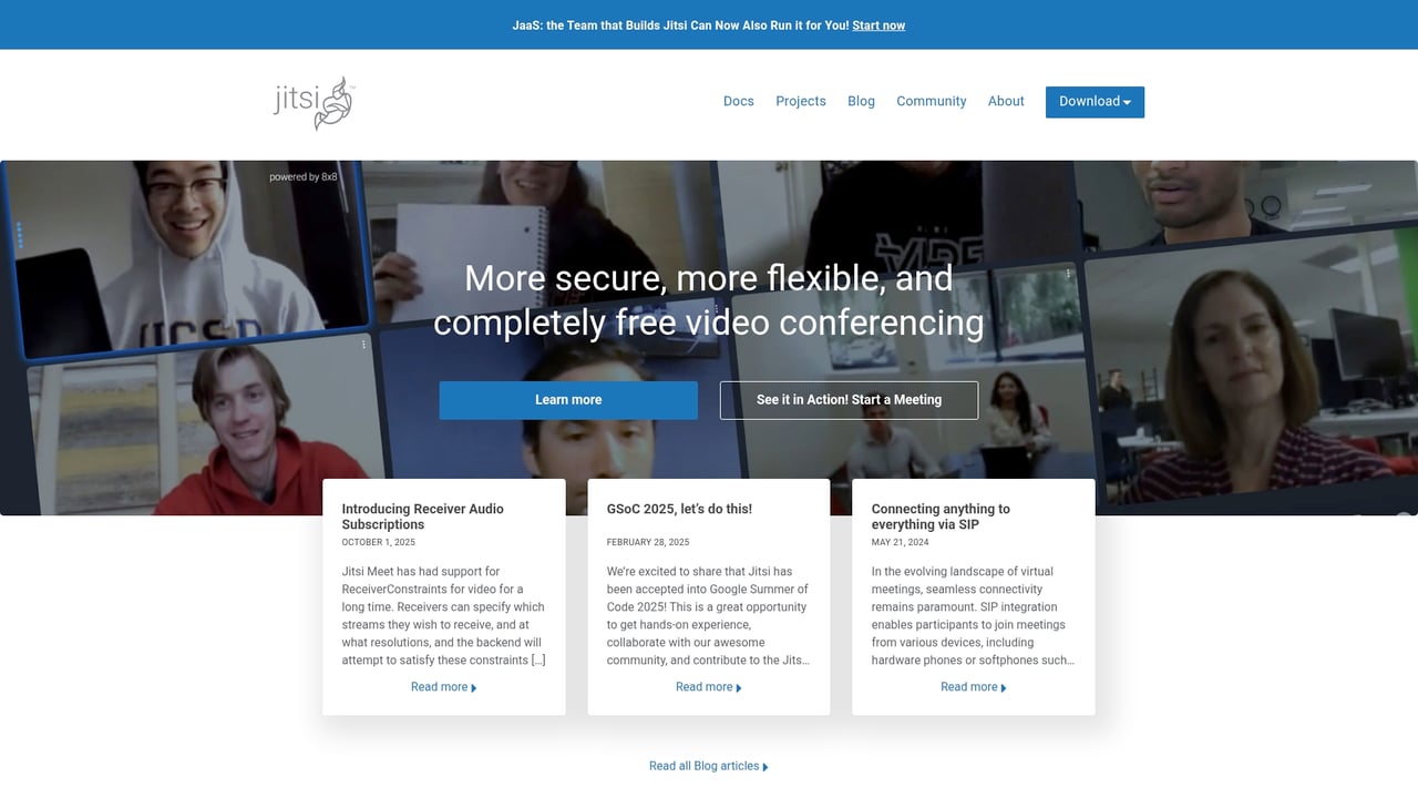 Screenshot of Jitsi website