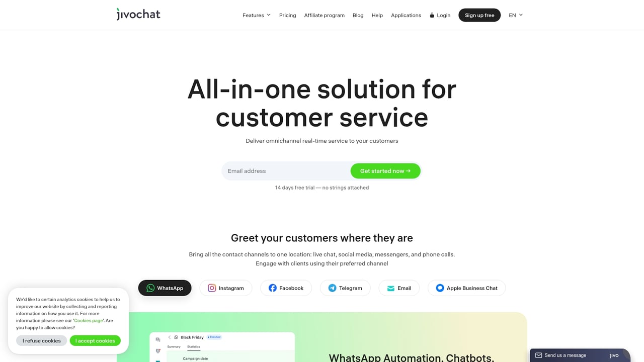 Screenshot of JivoChat website