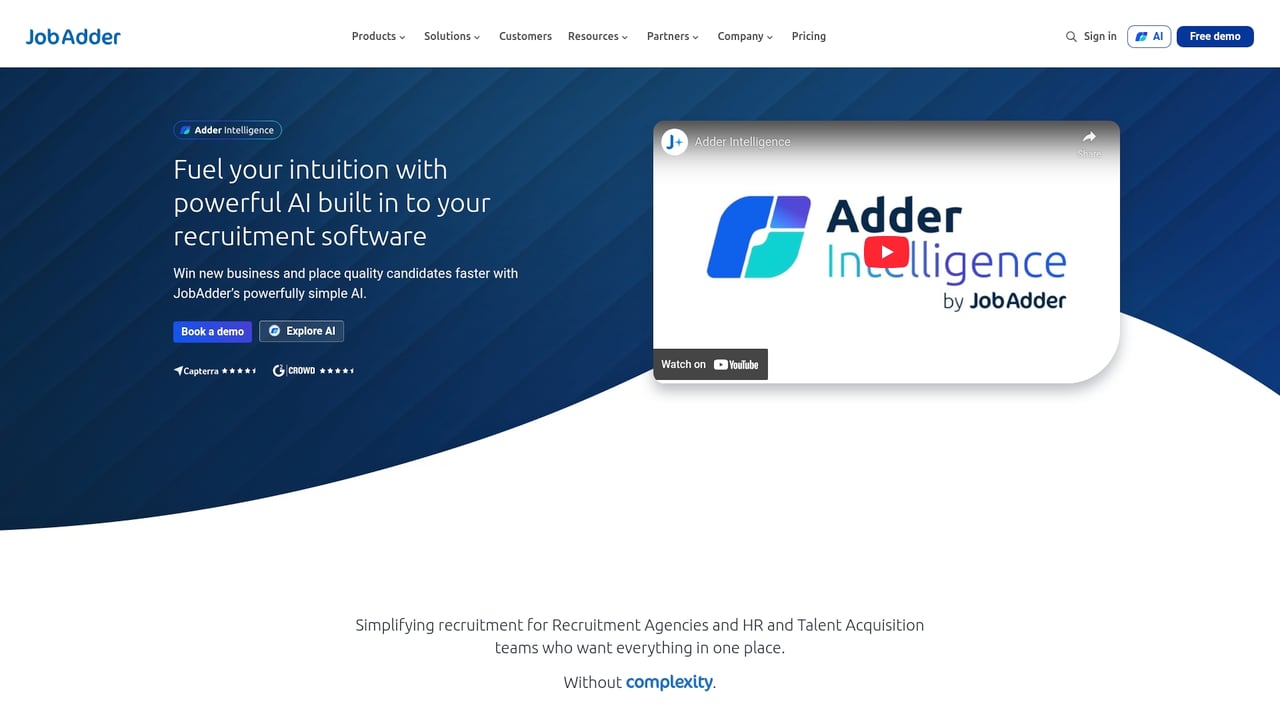 Screenshot of JobAdder website