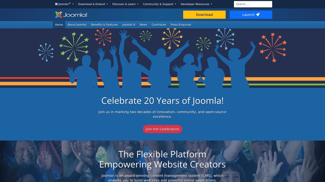 Screenshot of Joomla website