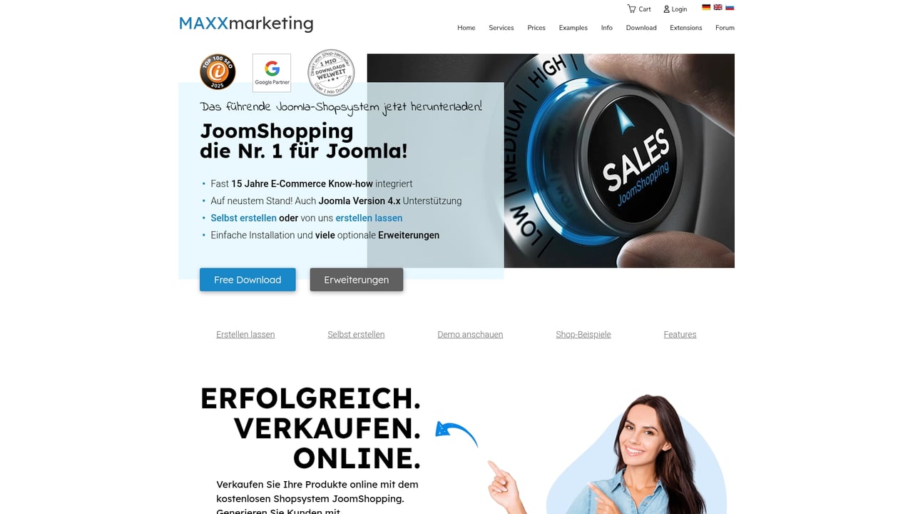 Screenshot of JoomShopping website