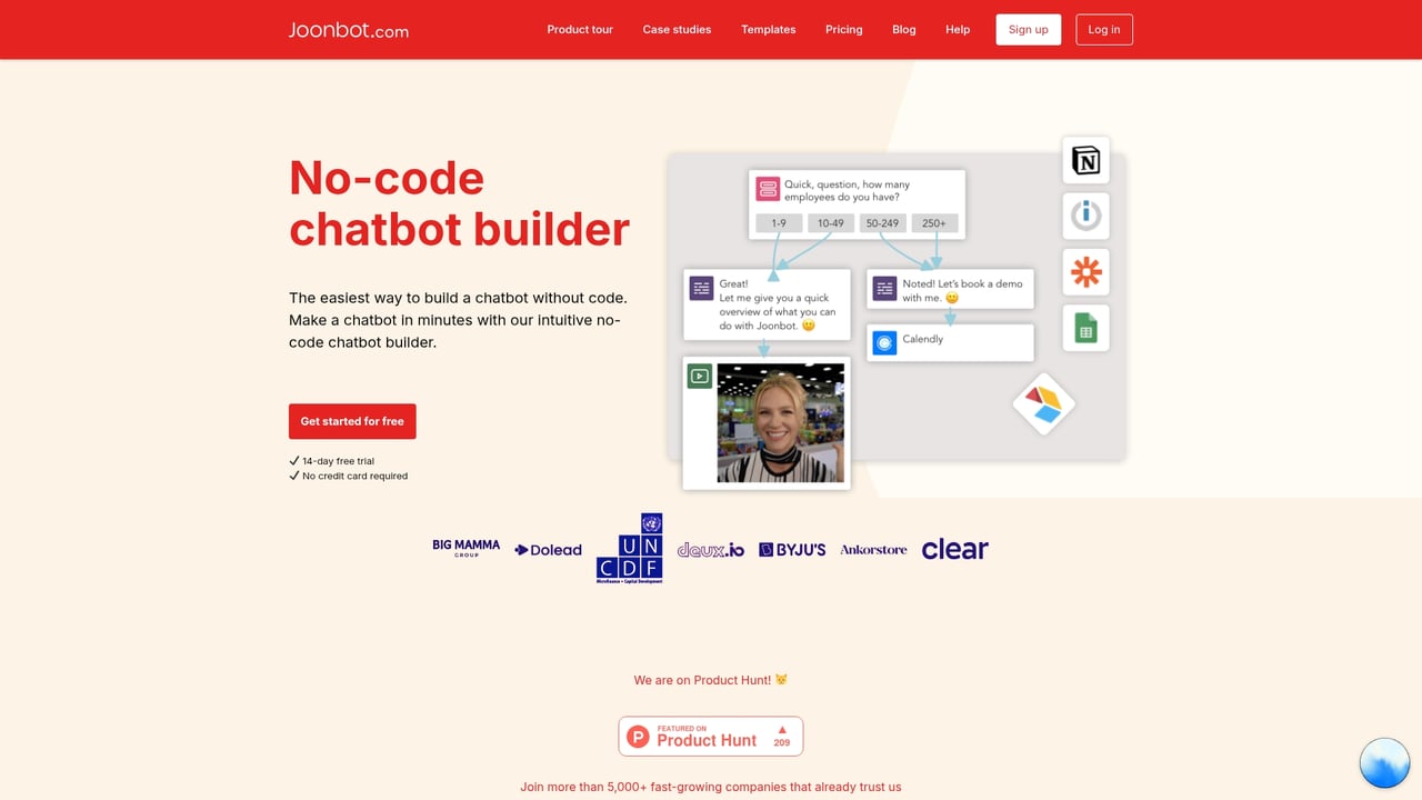Screenshot of Joonbot website