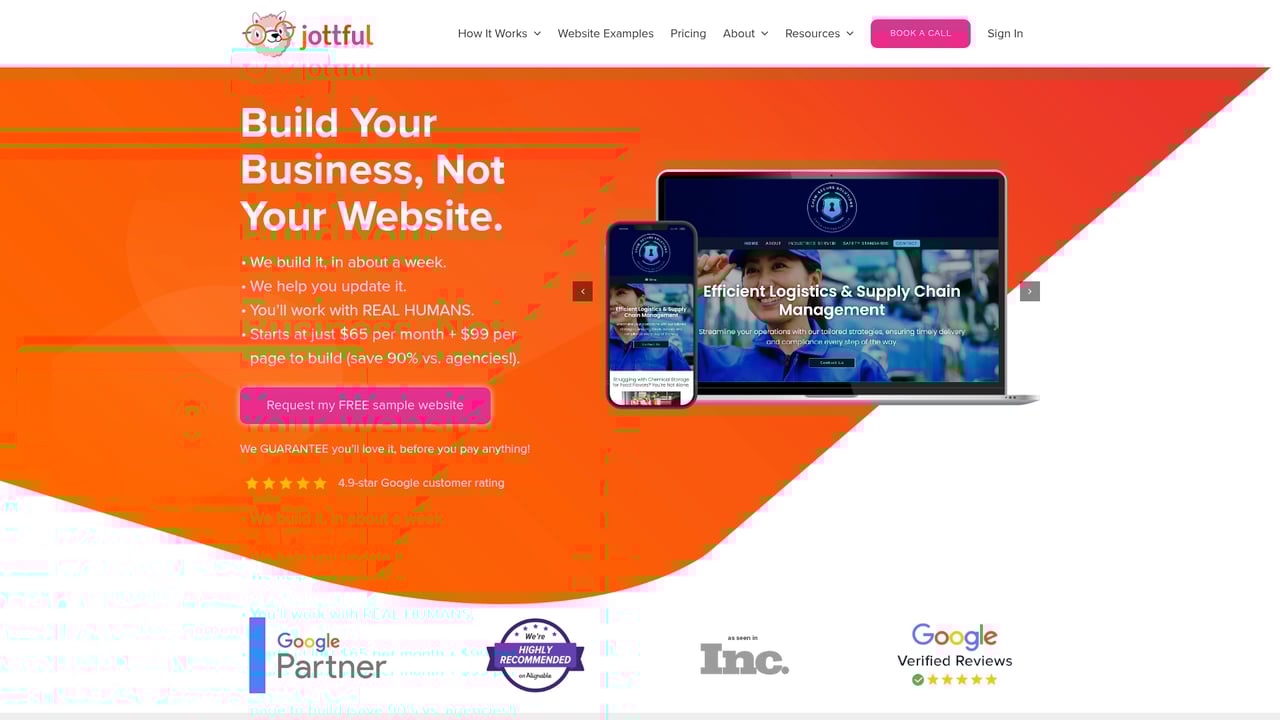 Screenshot of Jottful website