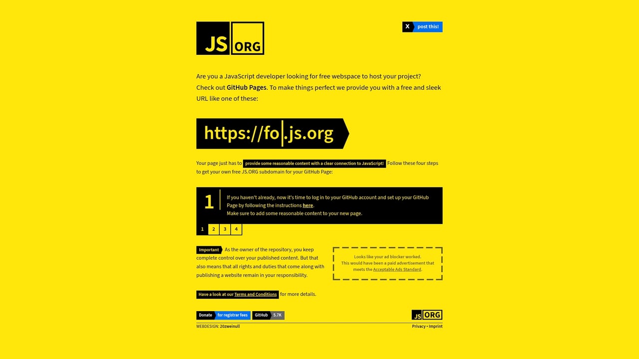 Screenshot of JS.org website