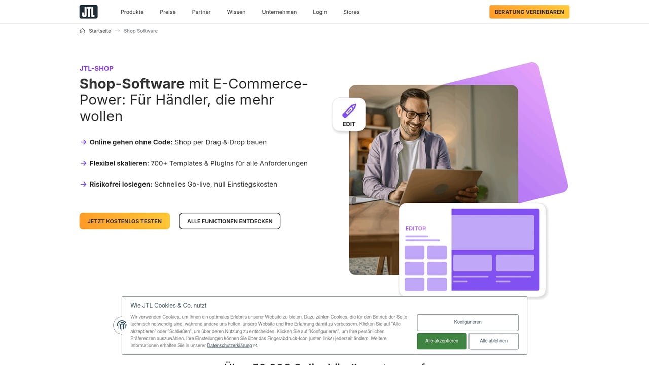 Screenshot of JTL Shop website