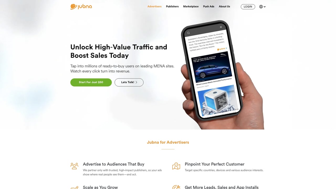 Screenshot of Jubna website