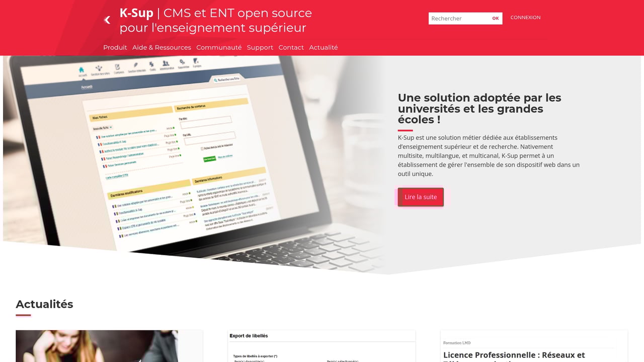 Screenshot of K-Sup website