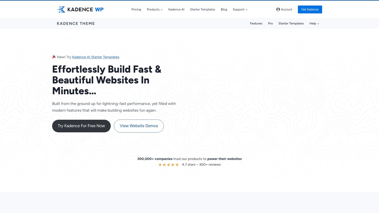 Screenshot of Kadence WP Kadence website