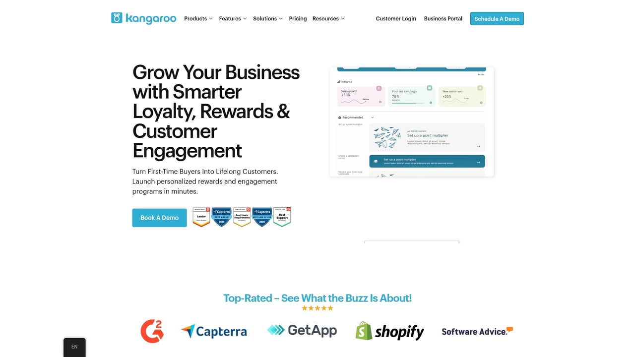 Screenshot of Kangaroo Rewards website