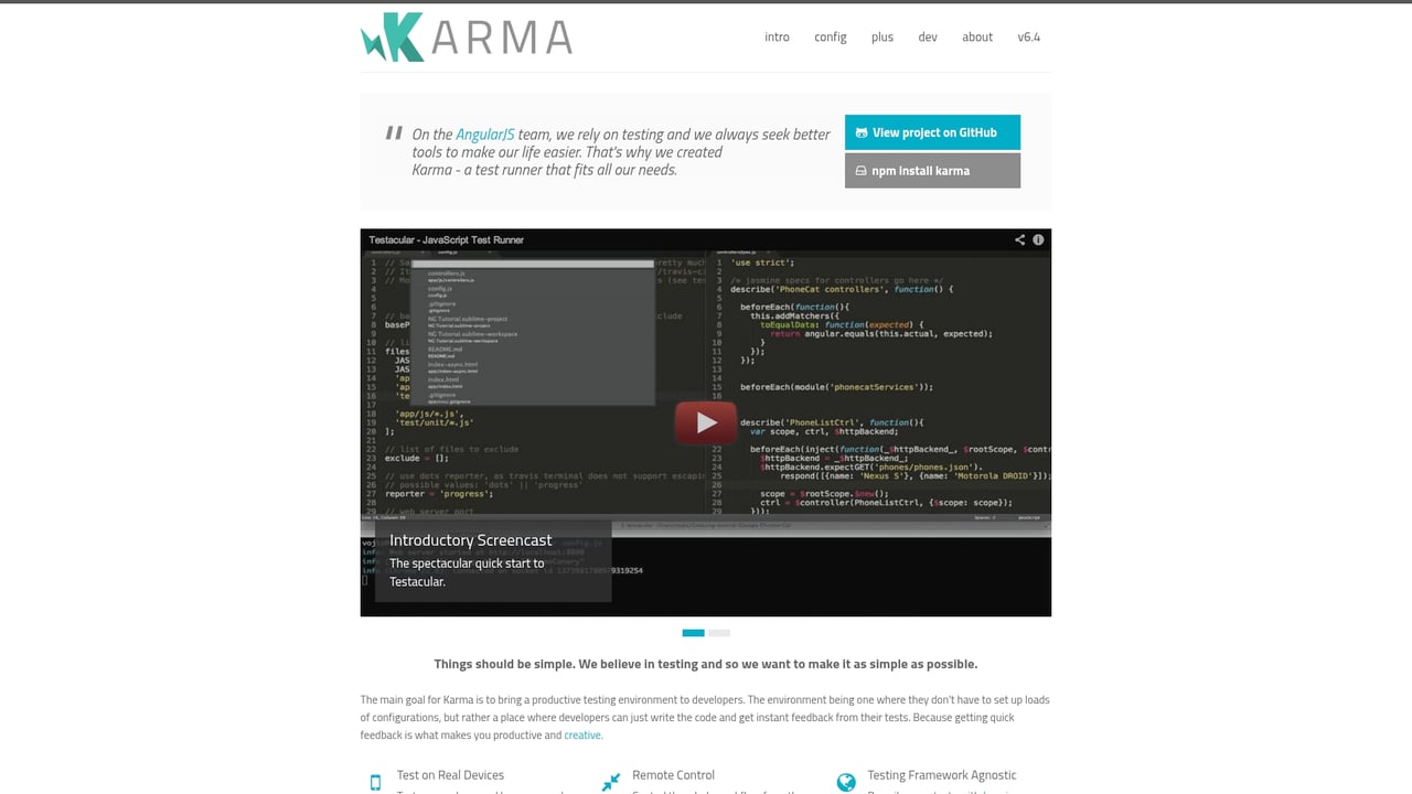 Screenshot of Karma website