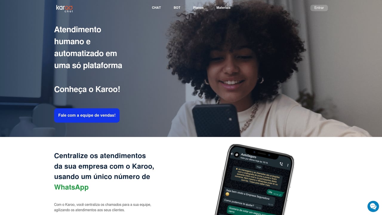 Screenshot of Karoo Chat website