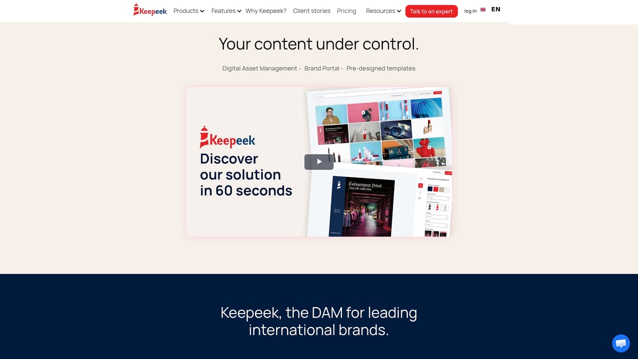 Screenshot of Keepeek website