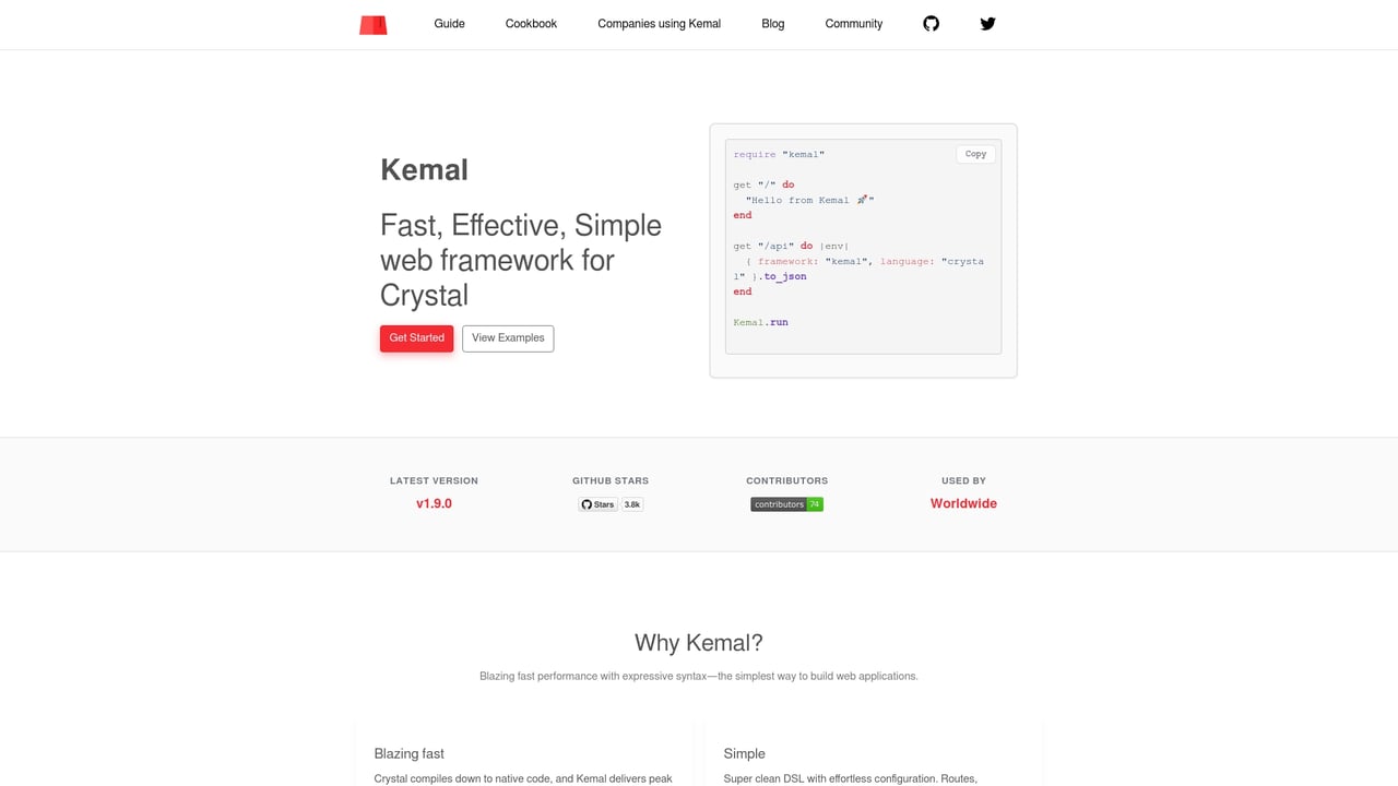 Screenshot of Kemal website