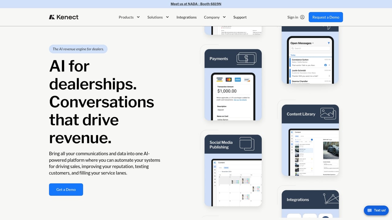 Screenshot of Kenect website