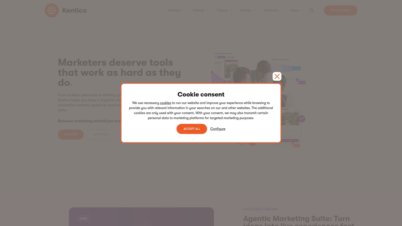Screenshot of Kentico CMS website