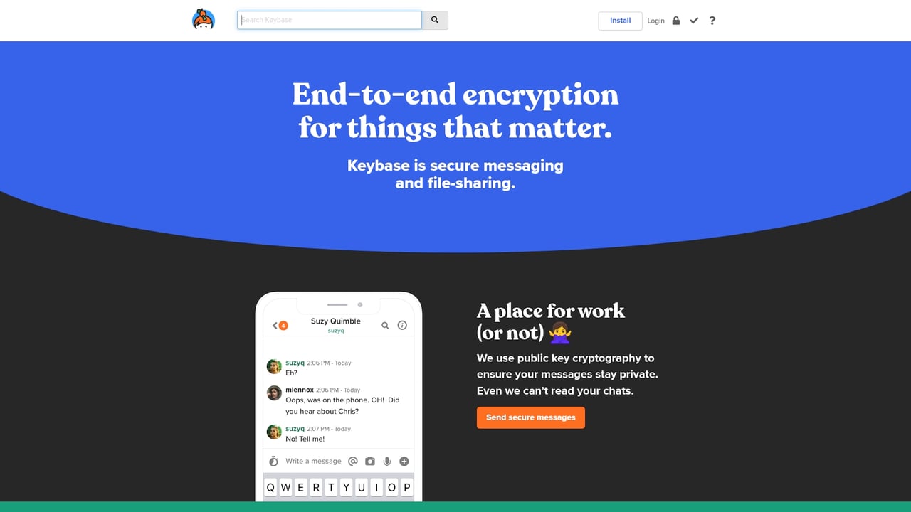 Screenshot of Keybase website