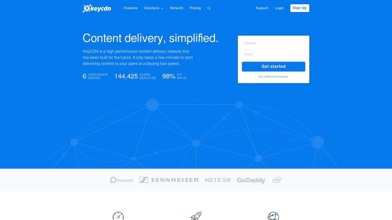 Screenshot of KeyCDN website