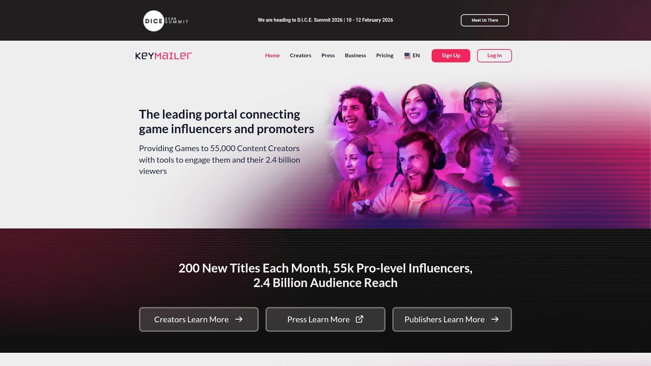 Screenshot of Keymailer website