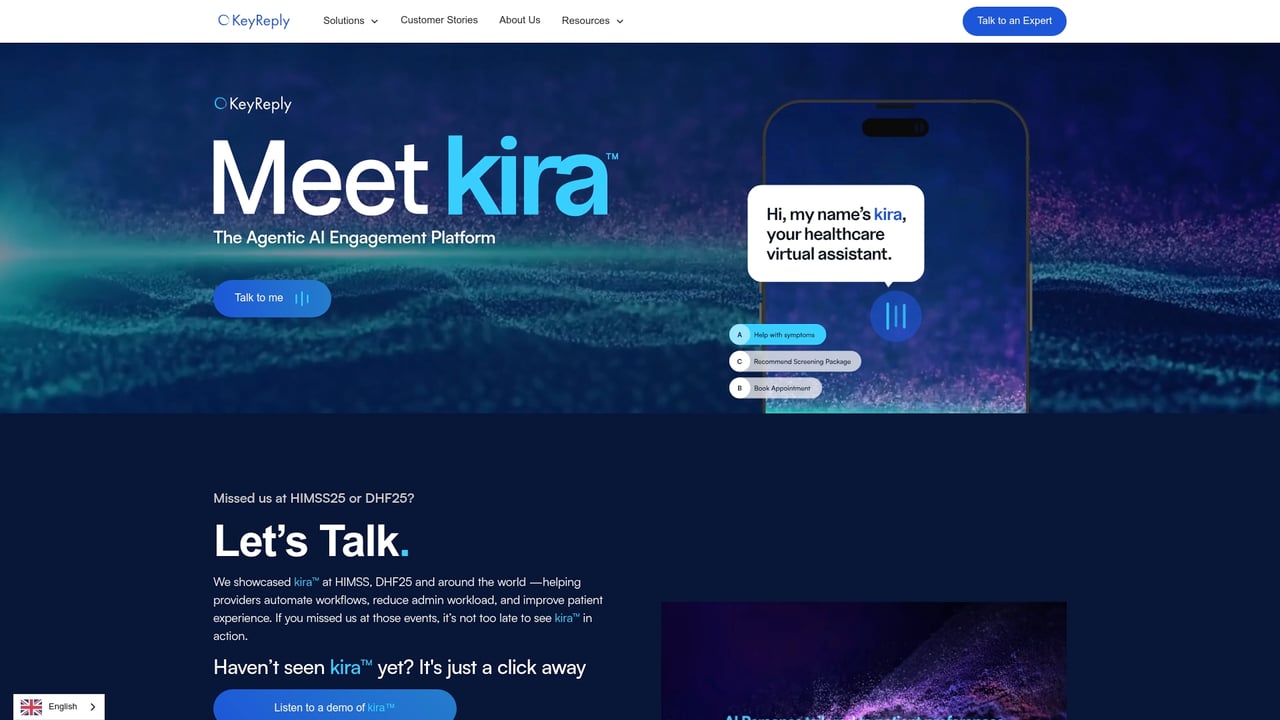 Screenshot of KeyReply website