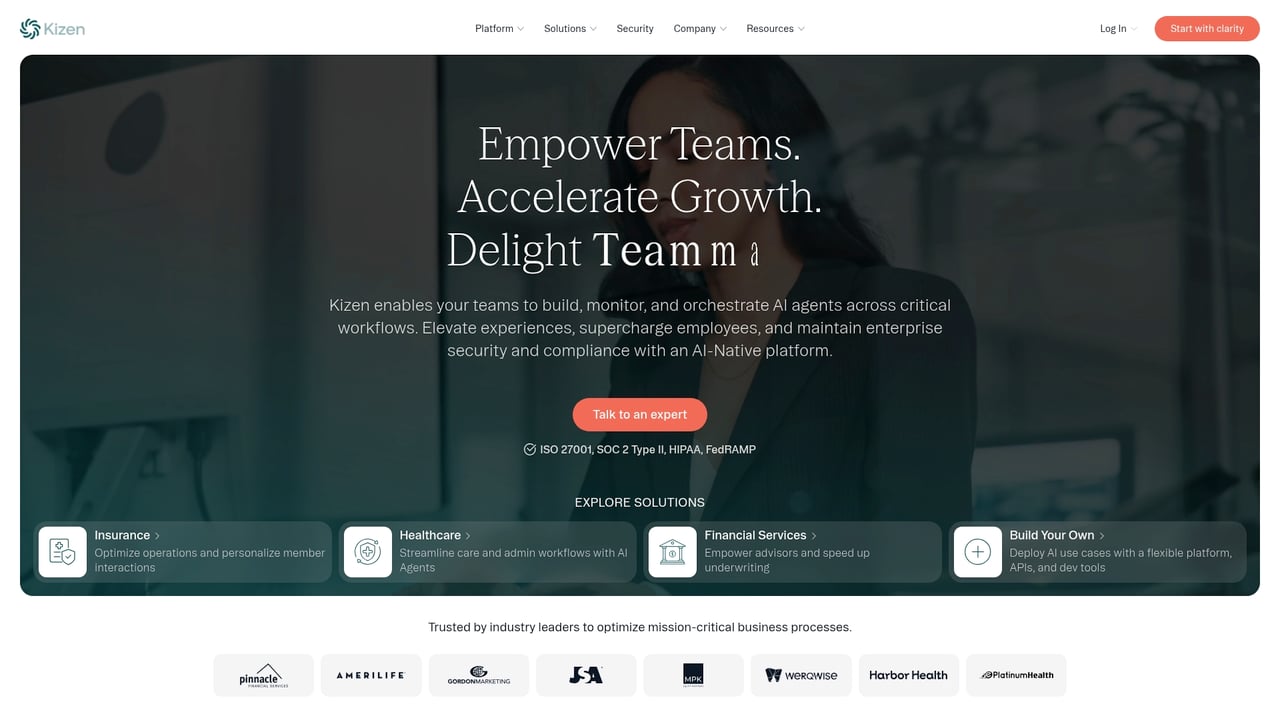Screenshot of Kizen website