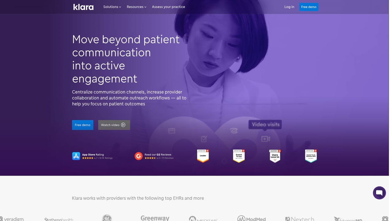 Screenshot of Klara website