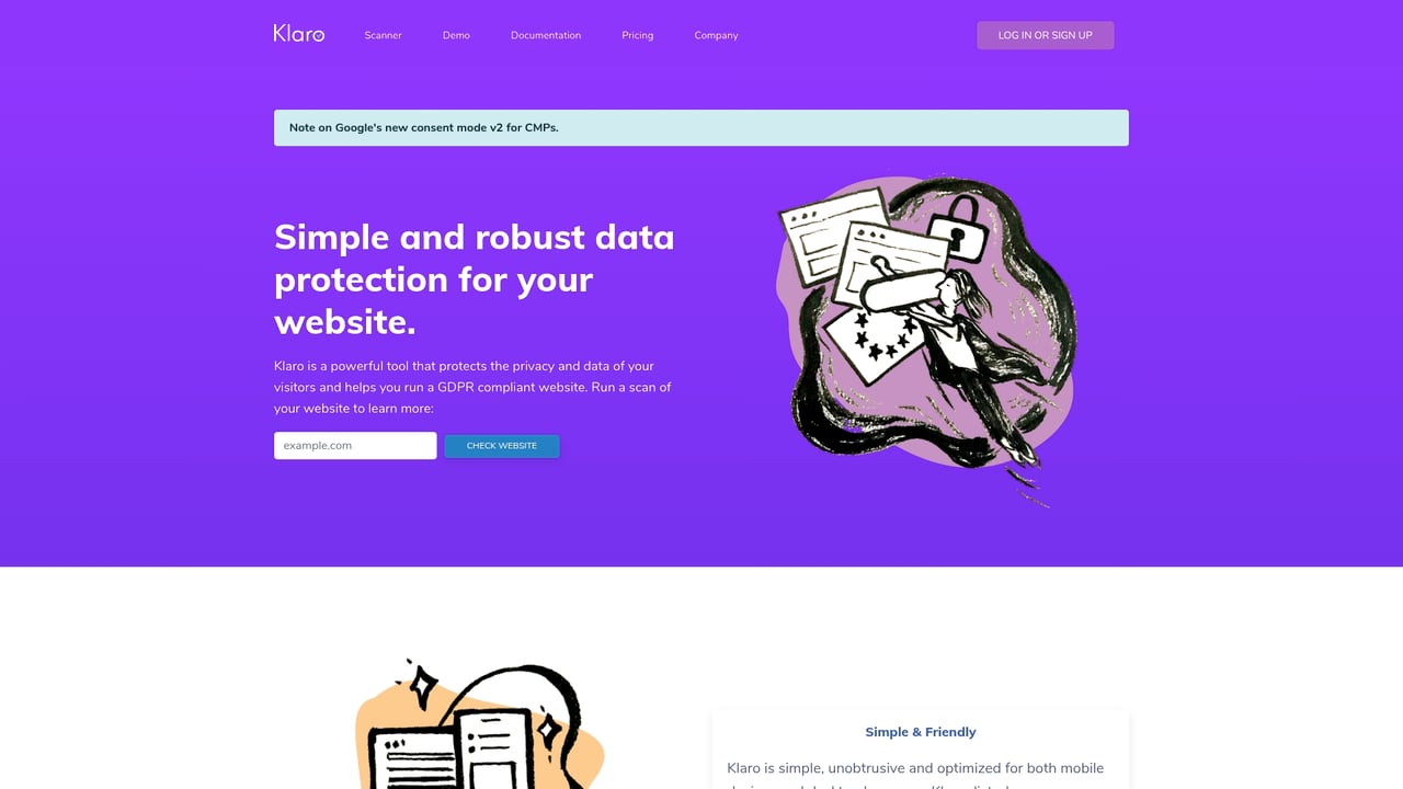 Screenshot of Klaro website