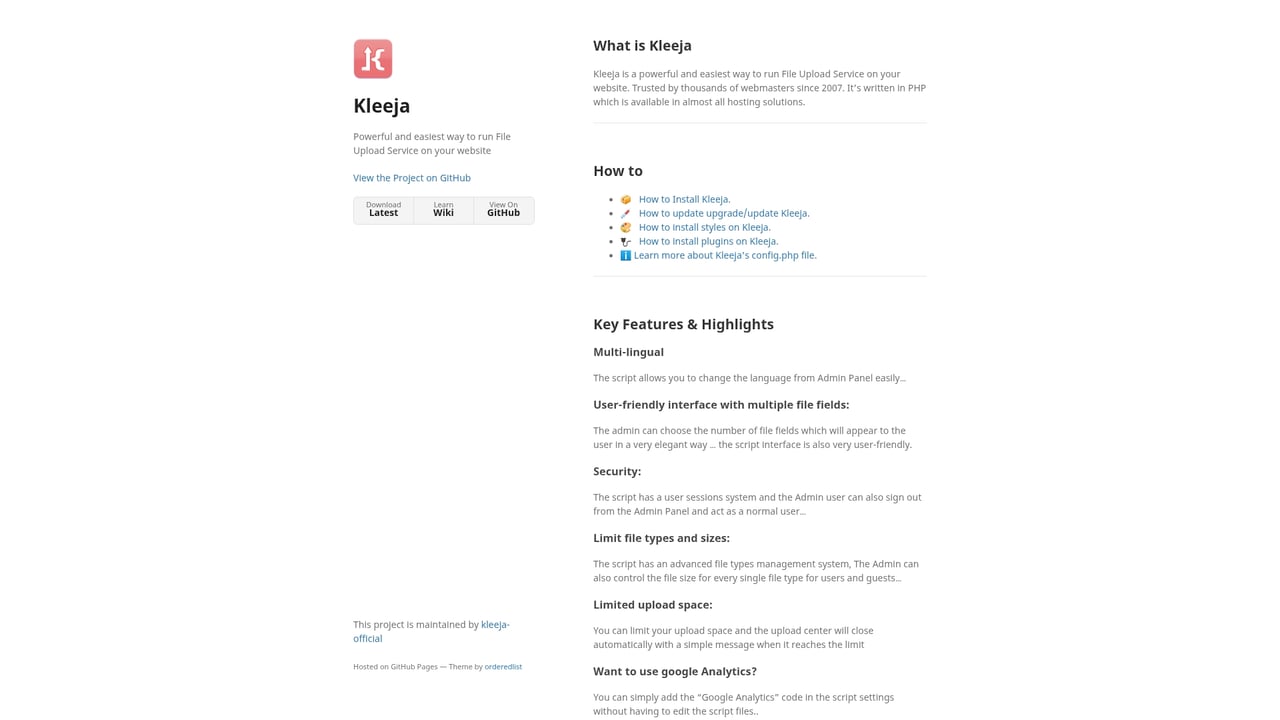 Screenshot of Kleeja website