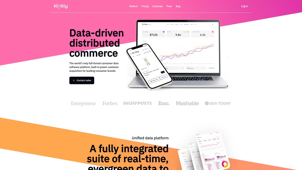 Screenshot of Klickly website