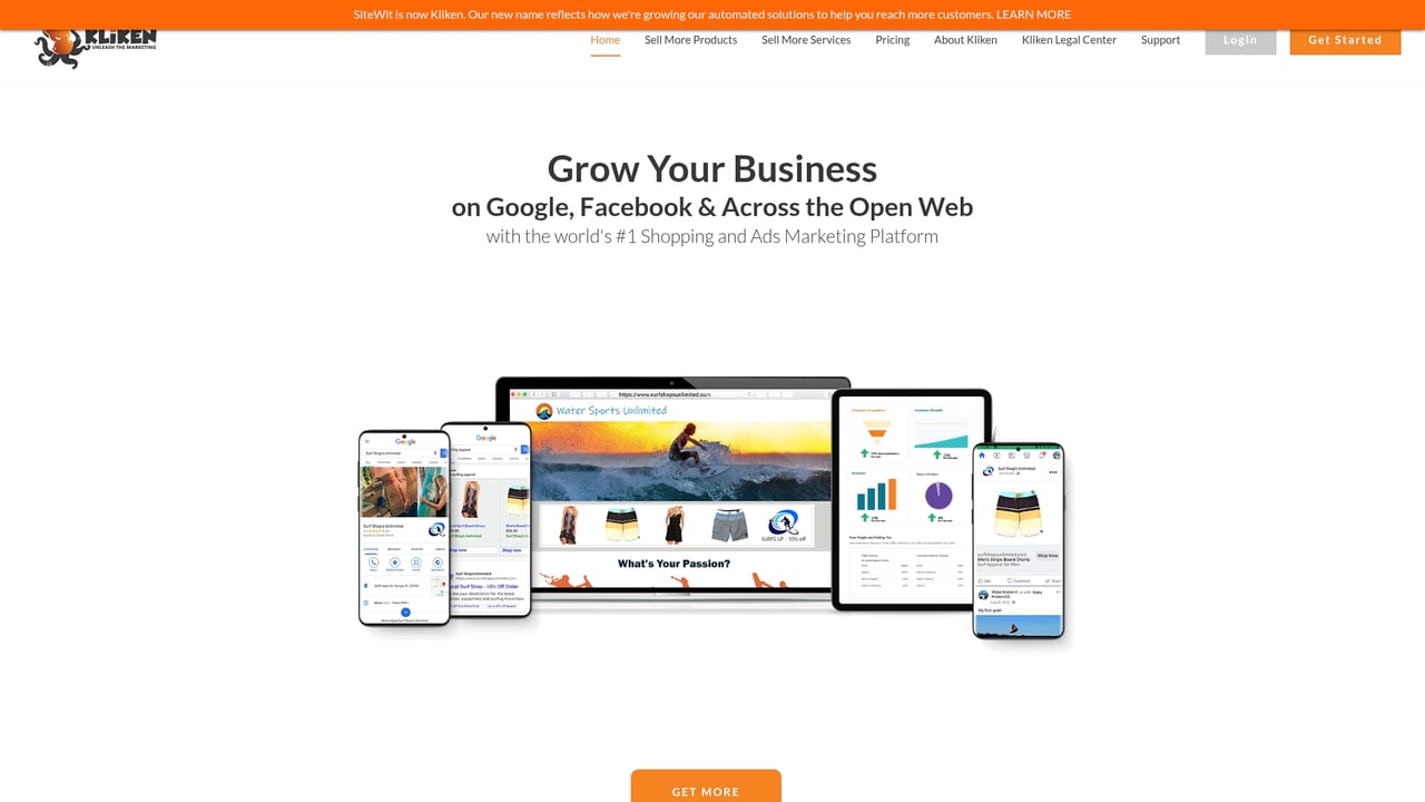Screenshot of Kliken website