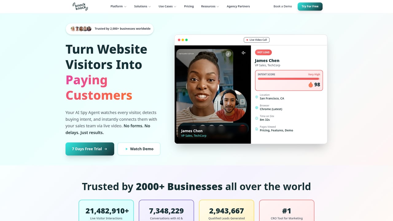 Screenshot of Knock Knock App website